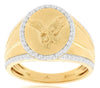 ESTATE LARGE .33CT DIAMOND 14KT YELLOW GOLD 3D FLYING EAGLE OVAL MENS RING