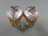 ANTIQUE WIDE 25.22CT HUGE 14KT DIAMOND, CITRINE & PINKISH QUARTZ GOLD EARRINGS!!