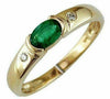 .49CT DIAMOND & AAA EMERALD 14KT YELLOW GOLD OVAL & ROUND SEMI BEZEL ETOILE RING