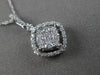 ESTATE .30CT DIAMOND 14KT WHITE GOLD 3D CLASSIC SQUARE CLUSTER FLOATING PENDANT