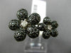ESTATE 3.86CT WHITE & BLACK DIAMOND 14KT WHITE GOLD 3D DOUBLE FLOWER LOVE RING