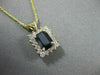ESTATE 1.27CT DIAMOND & SAPPHIRE EMERALD CUT CLUSTER 14K Y GOLD PENDANT #6742