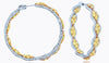 13CT WHITE & FANCY YELLOW DIAMOND 18K 2 TONE GOLD INFINITY HOOP HANGING EARRINGS