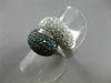 ESTATE WIDE 2.30CT WHITE & BLUE DIAMOND 14KT WHITE GOLD 3D CRISS CROSS LOVE RING