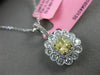 ESTATE GIA 1.36CT WHITE & FANCY YELLOW DIAMOND 18KT WHITE GOLD 3D FLOWER PENDANT