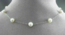 ESTATE AAA PEARL 14KT WHITE GOLD 3D BY THE YARD DIAMOND CUT NECKLACE #24945