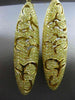 LARGE 3.16CT FANCY YELLOW DIAMOND 18KT YELLOW GOLD OPEN CANOE CLIP ON EARRINGS