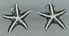 LARGE 1.15CT WHITE & BLACK DIAMOND 14KT WHITE GOLD 3D STARFISH CLIP ON EARRINGS