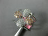 LARGE .41CT WHITE & PINK DIAMOND 18KT TRI COLOR GOLD MULTI ROW FLOWER FUN RING