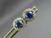 ESTATE 1.18CT DIAMOND & AAA SAPPHIRE 18KT WHITE GOLD 3D ROUND HALO STUD EARRINGS