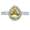 ESTATE WIDE 1.56CT WHITE & FANCY YELLOW DIAMOND 18KT 2 TONE GOLD ENGAGEMENT RING
