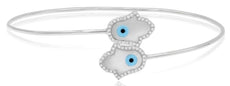 3.42CT DIAMOND & AAA MOTHER OF PEARL 14K WHITE GOLD DOUBLE HAMSA CHAMSA BRACELET