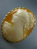 ESTATE LARGE 14KT YELLOW GOLD CLASSIC OLD MINE LADY CAMEO PENDANT BROOCH #20164