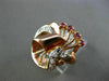 ANTIQUE .30CT OLD MINE DIAMOND & RUBY 14KT WHITE & ROSE GOLD FLOWER RING #21170