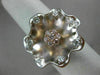 ESTATE LARGE .60CT WHITE & PINK DIAMOND 18K WHITE & PINK GOLD 3D FLOWER FUN RING