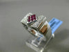 ESTATE LARGE 1.01CT DIAMOND & AAA RUBY 18K WHITE GOLD 3D BOW SHAPE FILIGREE RING