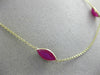 ESTATE LONG 20.83CT RUBIES 14KT YELLOW GOLD 3D MARQUISE SHAPE TIN TOP NECKLACE
