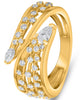 LARGE .59CT DIAMOND 14K YELLOW GOLD MULTI SHAPE MULTI ROW CRISS CROSS SNAKE RING