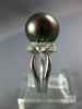 LARGE .75CT DIAMOND & AAA TAHITIAN PEARL PLATINUM ROUND & PEAR SHAPE LOVE RING