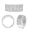 WIDE 1.95CT DIAMOND 14KT WHITE GOLD 3D ROUND & BAGUETTE WEDDING ANNIVERSARY RING