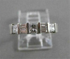 ESTATE BAGUETTE PRINCESS DIAMOND WEDDING ANNIVERSARY 14KT WHITE GOLD RING #1189