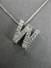 .38CT ROUND DIAMOND 14KT WHITE GOLD CLASSIC "W" INITIAL FLOATING PENDANT #18317