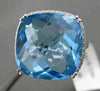 ESTATE EXTRA LARGE 13.98CT DIAMOND & AAA BLUE TOPAZ 14K WHITE GOLD FILIGREE RING