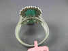 ESTATE LARGE 3.33CT DIAMOND & AAA EMERALD 18K WHITE GOLD FLIGREE ENGAGEMENT RING