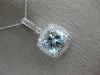 ESTATE LARGE 3.12CT DIAMOND & AAA AQUAMARINE 14KT WHITE GOLD FILIGREE PENDANT