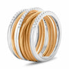 ESTATE WIDE .35CT DIAMOND 14K WHITE & ROSE GOLD MULTI ROW CRISS CROSS COIL RING