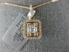 ESTATE .49CT DIAMOND 18KT ROSE GOLD ROUND & BAGUETTE CLUSTER SQUARE HALO PENDANT