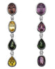 18.46CT DIAMOND & AAA MULTI COLOR SAPPHIRE 18K WHITE GOLD TEAR DROP FUN EARRINGS