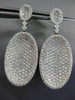 ESTATE LARGE 5.59CT DIAMOND 18KT WHITE GOLD 3D PAVE OVAL SHAPE HANGING EARRINGS