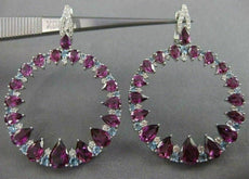 LARGE 10.57CT DIAMOND & AAA BLUE TOPAZ AMETHYST 14KT WHITE GOLD HANGING EARRINGS