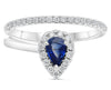 .80CT DIAMOND AAA SAPPHIRE 14K WHITE GOLD PEAR SHAPE ENGAGEMENT WEDDING RING SET