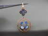 ESTATE LARGE .17CT DIAMOND & BLUE MOTHER OF PEARL 14K ROSE GOLD HANGING EARRINGS