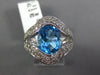 5.52CT DIAMOND & AAA BLUE TOPAZ 14K WHITE GOLD 3D OVAL STATEMENT SEMI BEZEL RING