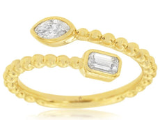.40CT DIAMOND 14K YELLOW GOLD EMERALD & MARQUISE SOLITAIRE CRISS CROSS LOVE RING