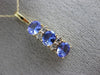 ESTATE 1.06CT DIAMOND & AAA TANZANITE 14KT YELLOW GOLD 3 STONE JOURNEY PENDANT