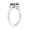LARGE 2.97CT DIAMOND & AAA PINK SAPPHIRE PLATINUM 3D OVAL 3 STONE ENAGEMENT RING