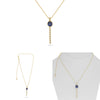 2.97CT DIAMOND & AAA SAPPHIRE 14K YELLOW GOLD OVAL BEZEL SOLITAIRE LOVE NECKLACE