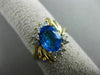 ESTATE WIDE 2.18CT DIAMOND & AAA BLUE TOPAZ 14KT YELLOW GOLD 3D FLOWER FUN RING
