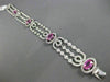 ESTATE WIDE 8.31CT DIAMOND & PINK SAPPHIRE 18K WHITE GOLD 3D MULTI ROW BRACELET
