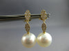 ESTATE LARGE .45CT DIAMOND & AAA SOUTH SEA PEARL 18KT YELLOW GOLD CLASSIC LEAF EARRINGS