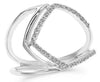 ESTATE WIDE .17CT DIAMOND 14KT WHITE GOLD 3D TRIANGULAR FUN RING