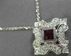 ANTIQUE .56CT DIAMOND & AAA RUBY 18K WHITE GOLD 3D SQUARE FILIGREE PENDANT #9375