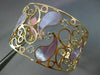 ESTATE LARGE .70CT DIAMOND 14KT ROSE GOLD MOTHER OF PEARL FLOWER BANGLE BRACELET