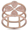 ESTATE WIDE .32CT DIAMOND 14KT ROSE GOLD 3D MULTI LEAF FLOWER MULTI ROW FUN RING