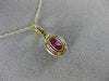 ESTATE 1.02CT DIAMOND & AAA OVAL RUBY 14KT YELLOW GOLD 3D HALO FLOATING PENDANT