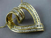 ESTATE EXTRA LARGE 3.07CT DIAMOND 14KT YELLOW GOLD 3D OPEN HEART SLIDE PENDANT
